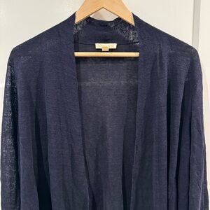 NWOT EILEEN FISHER Blue Linen Open Cardigan Sweater XL